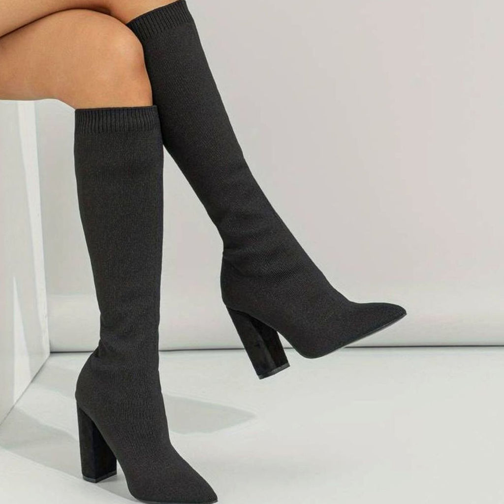 Women's Stretch Knit Pointed-Toe Sock Boots - Red