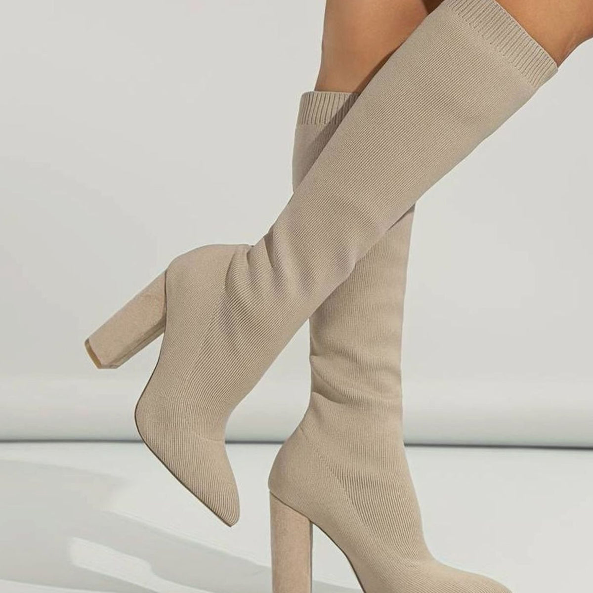 Women's Stretch Knit Pointed-Toe Sock Boots