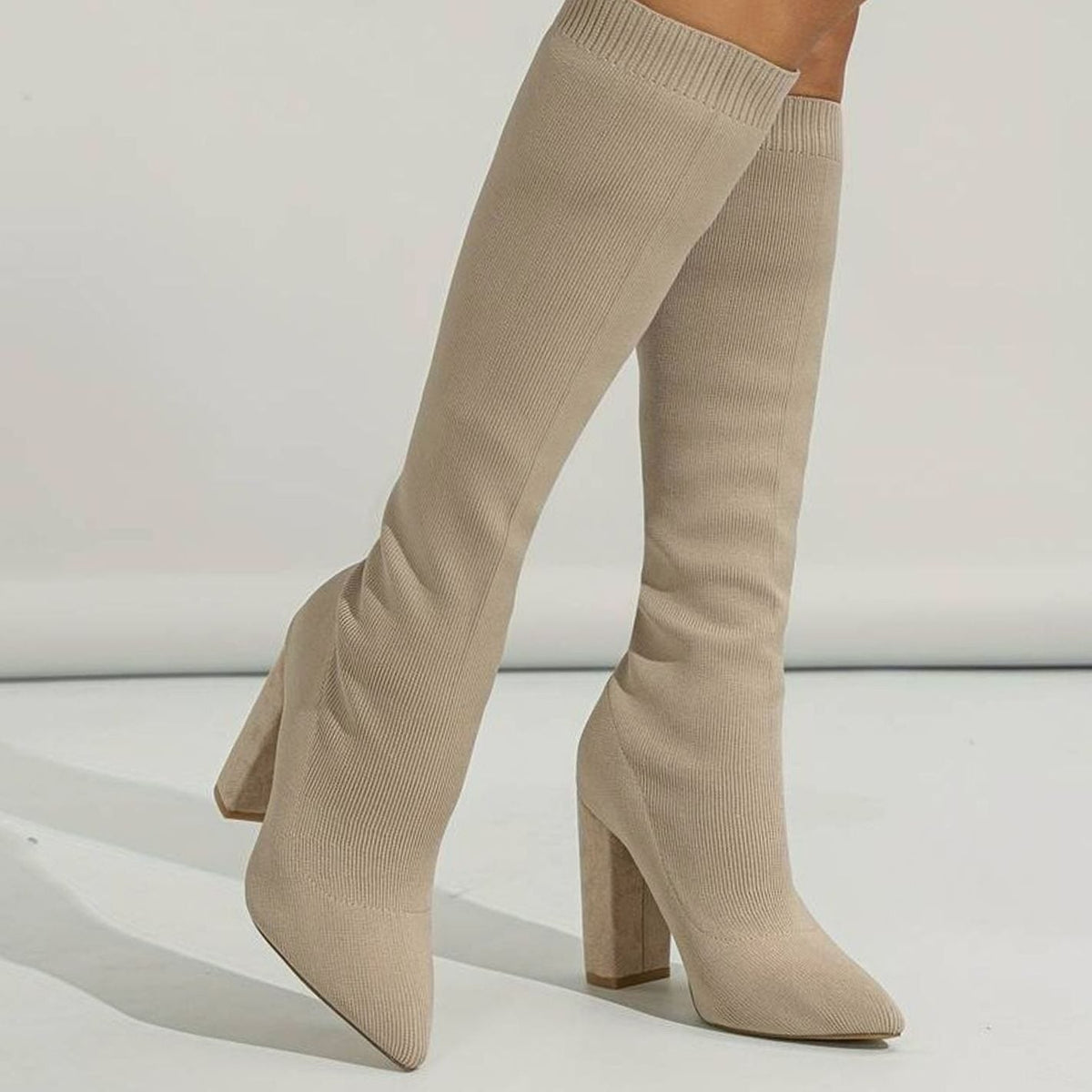 Women's Stretch Knit Pointed-Toe Sock Boots
