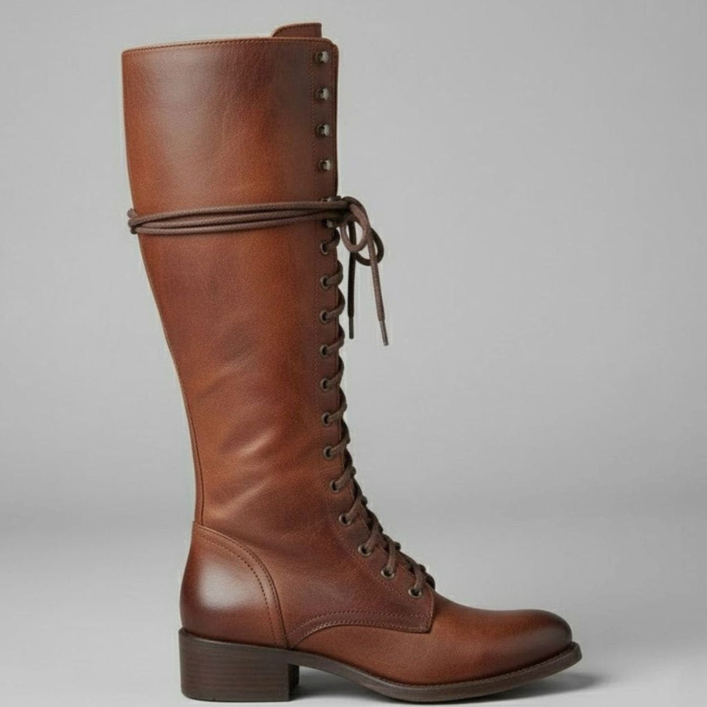 Women's Lace-Up Studded Knee-High Boots
