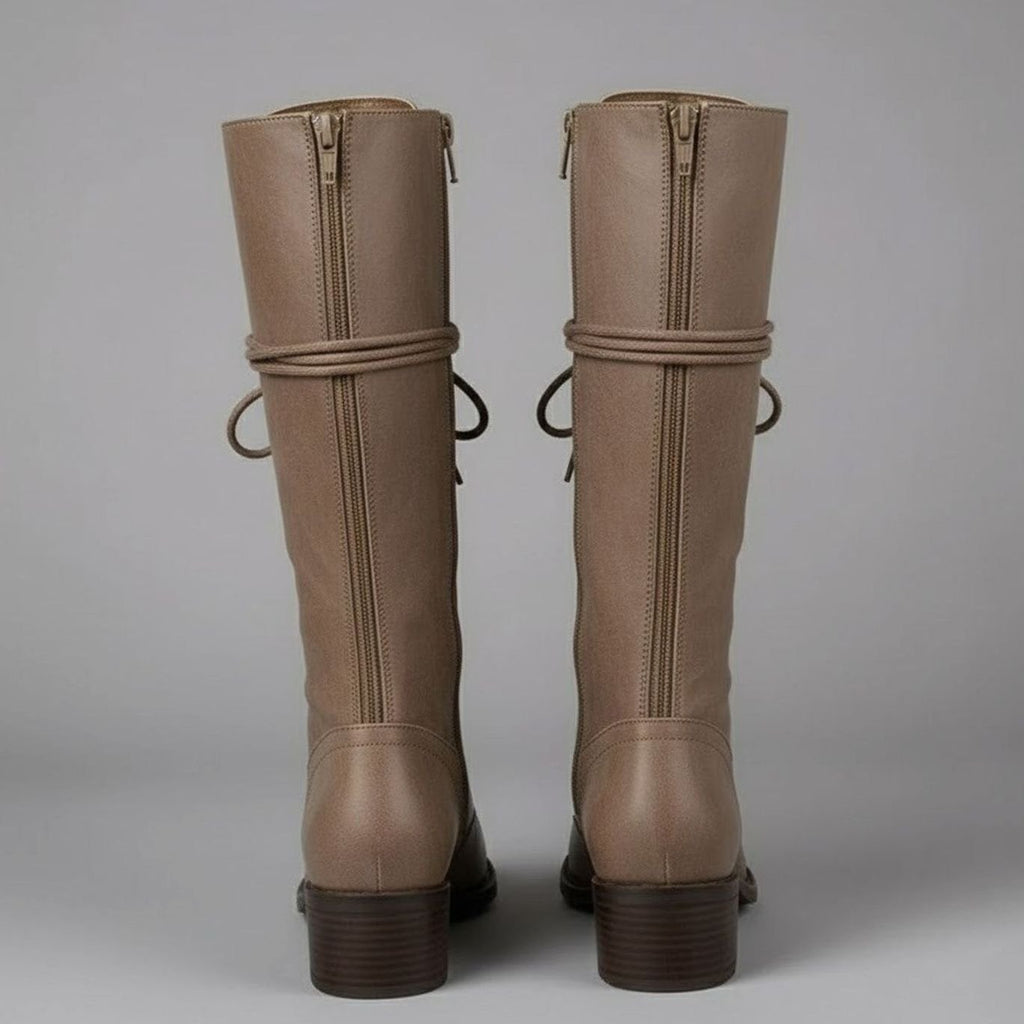 Women's Lace-Up Studded Knee-High Boots