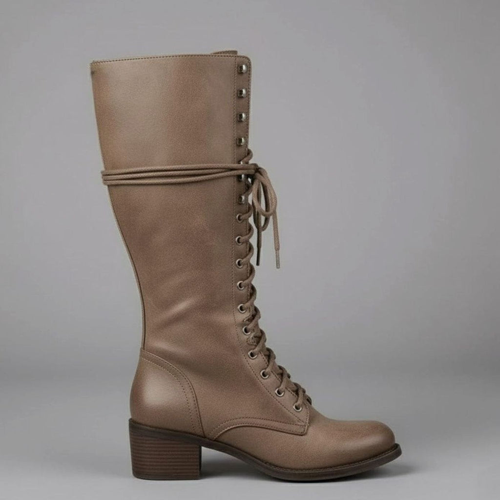 Women's Lace-Up Studded Knee-High Boots