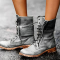Women's Distressed Foldover Cuff Combat Boots - Carmine Red