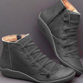 Women's Lace-Up Side-Zip Flat Ankle Boots - Brown