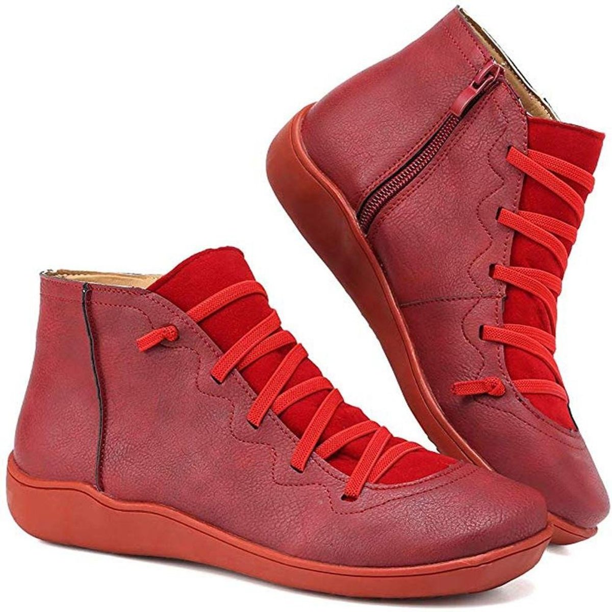 Women's Lace-Up Leather Ankle Boots