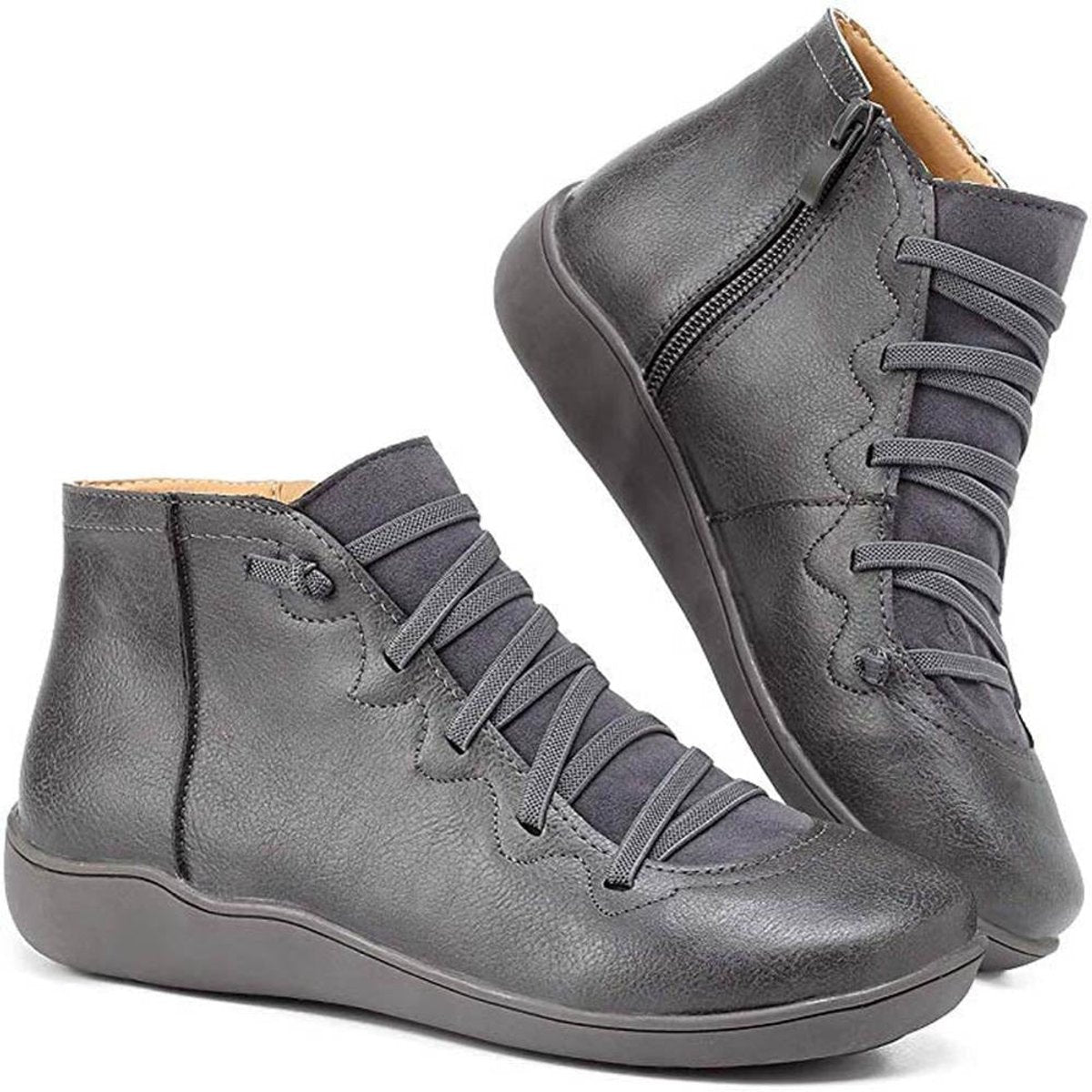 Women's Lace-Up Leather Ankle Boots