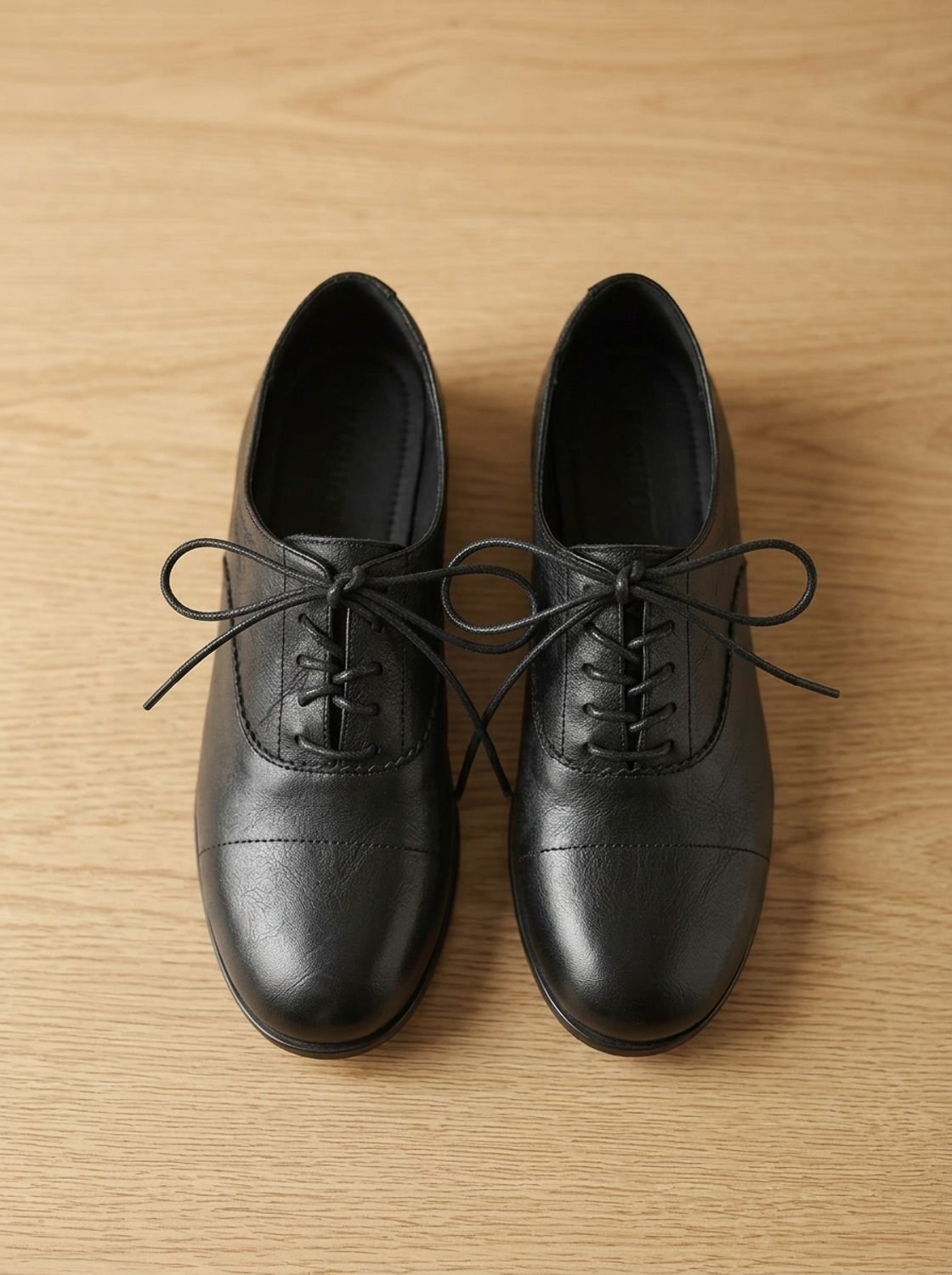 Women's Leather Cap Toe Lace-Up Oxford Flats
