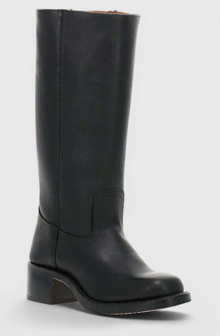 Women's Smooth Leather Stacked-Heel Tall Boots