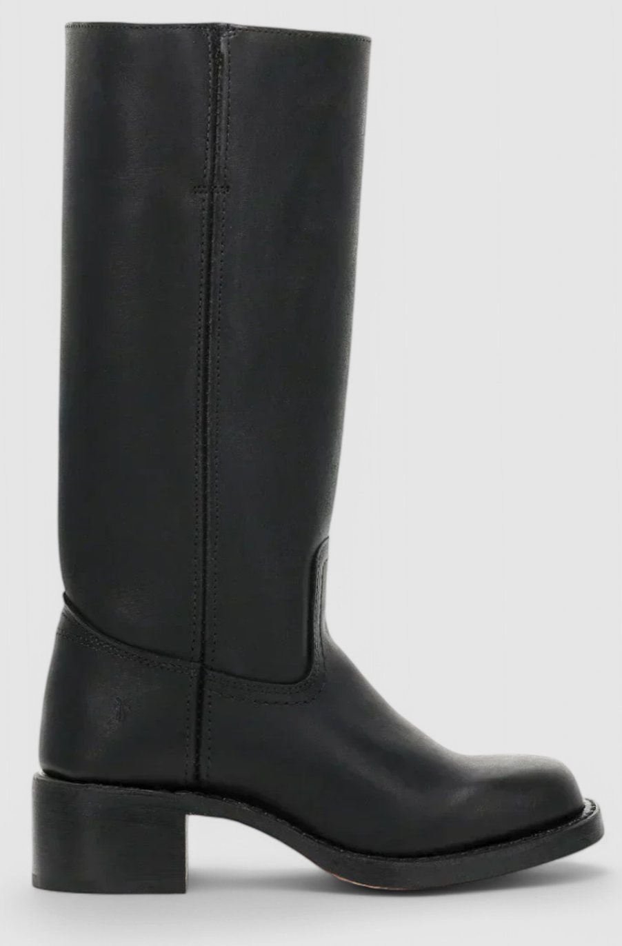 Women's Smooth Leather Stacked-Heel Tall Boots
