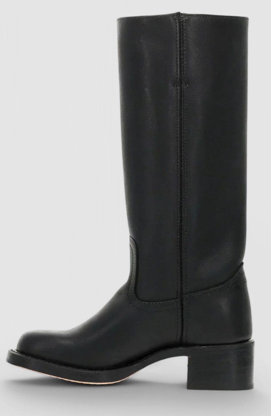Women's Smooth Leather Stacked-Heel Tall Boots