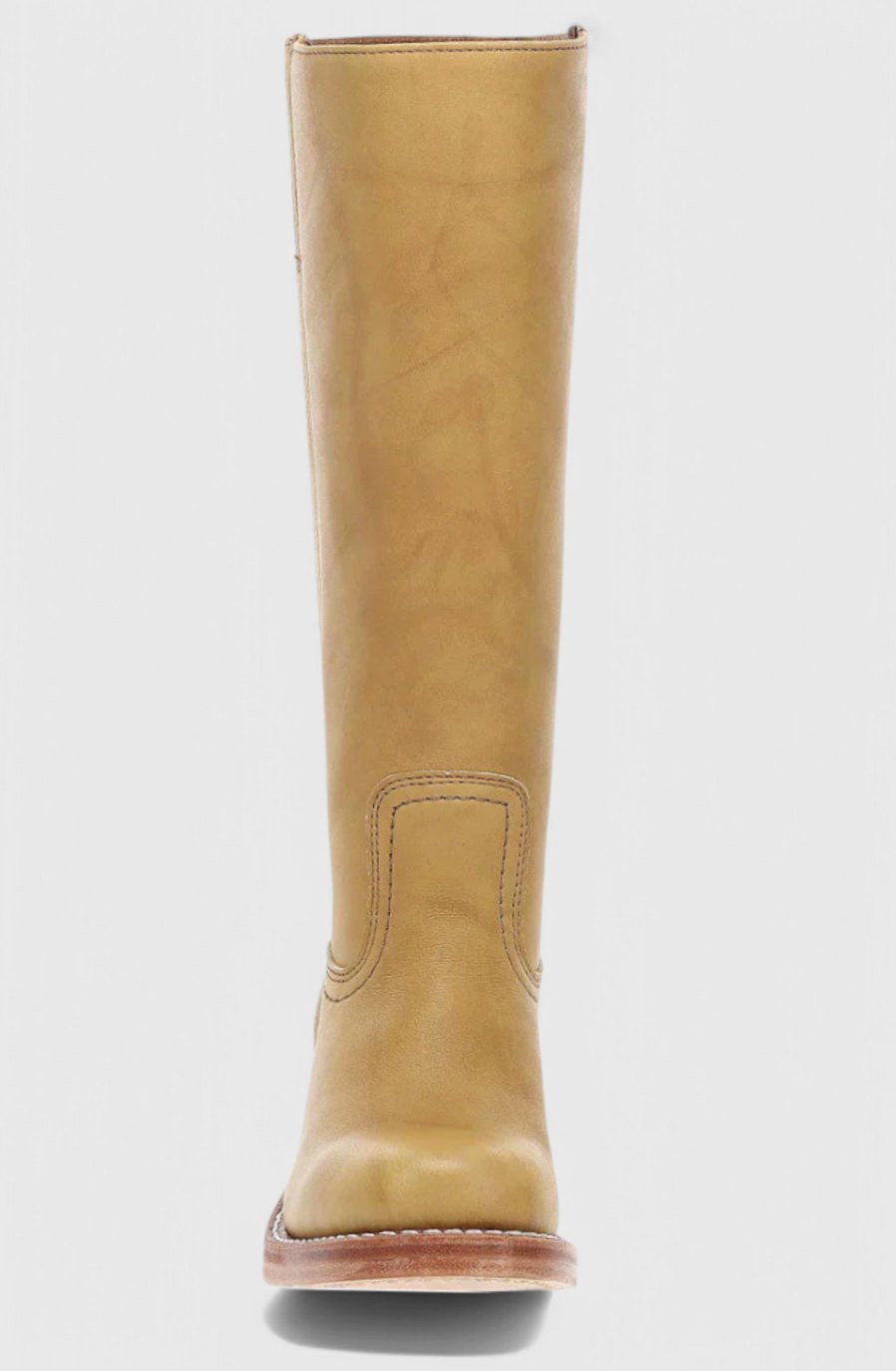Women's Smooth Leather Stacked-Heel Tall Boots
