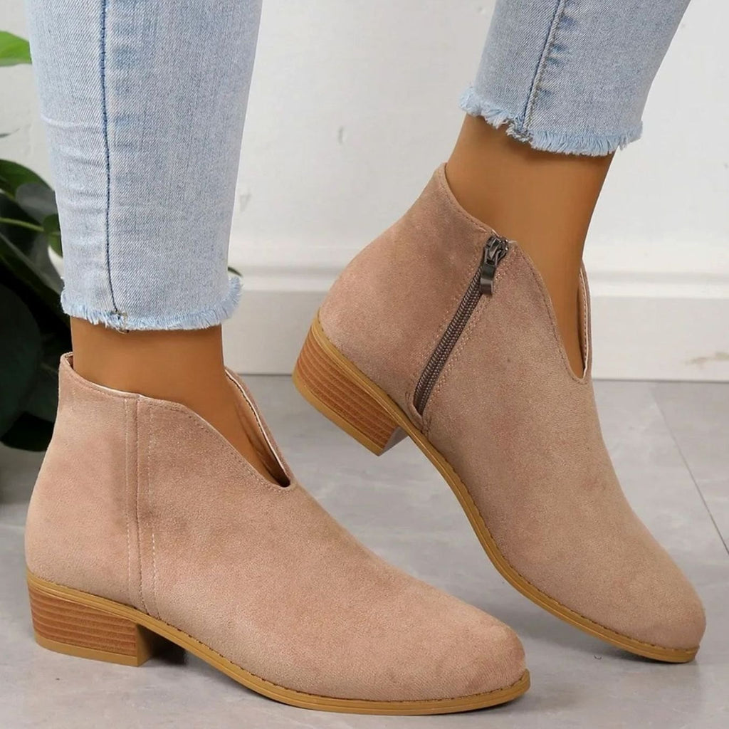 Women's Leopard Print Side-Zip Block Heel Boots