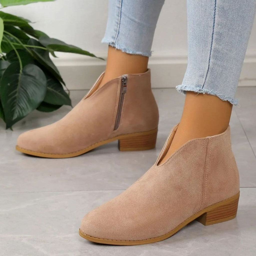 Women's Leopard Print Side-Zip Block Heel Boots