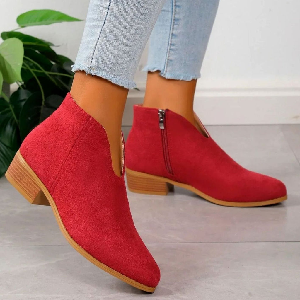 Women's Leopard Print Side-Zip Block Heel Boots