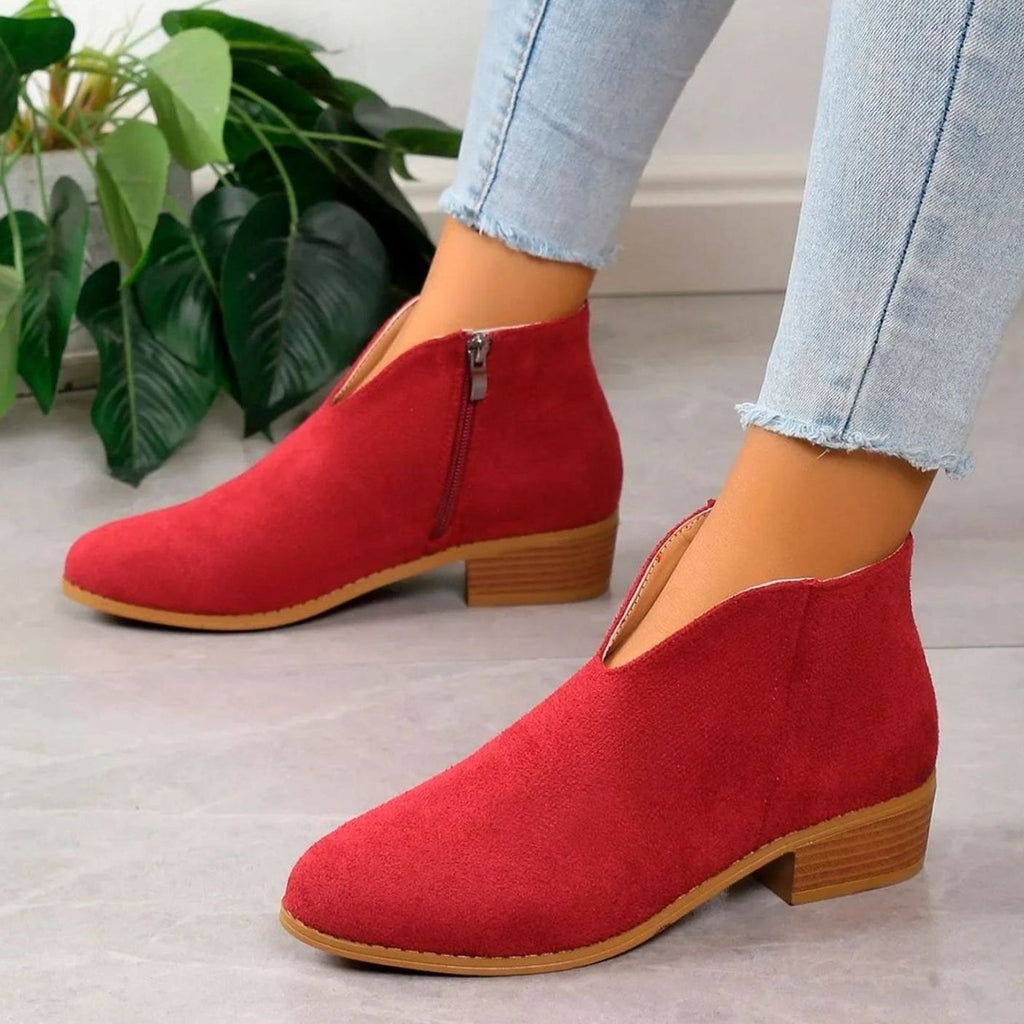 Women's Leopard Print Side-Zip Block Heel Boots
