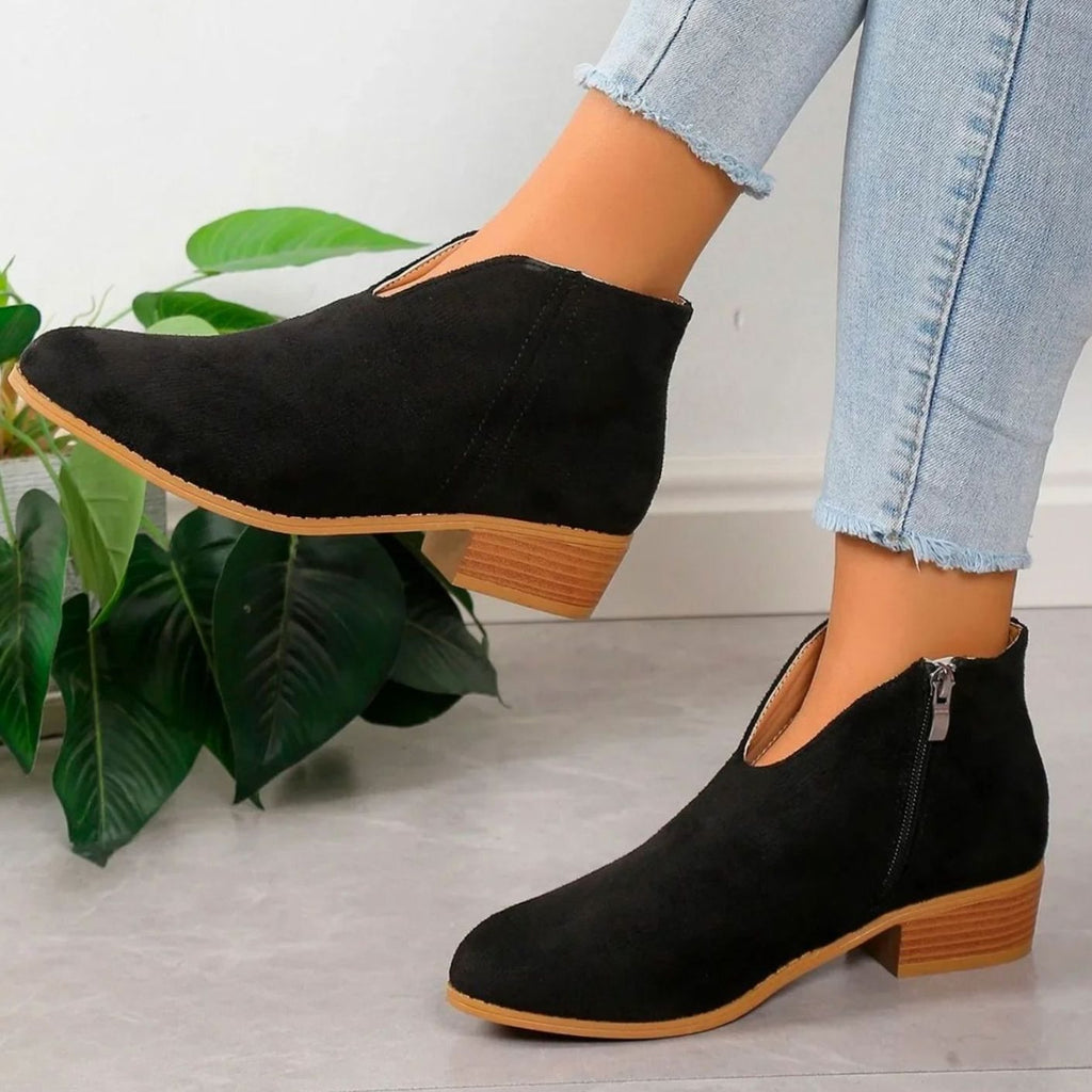 Women's Leopard Print Side-Zip Block Heel Boots