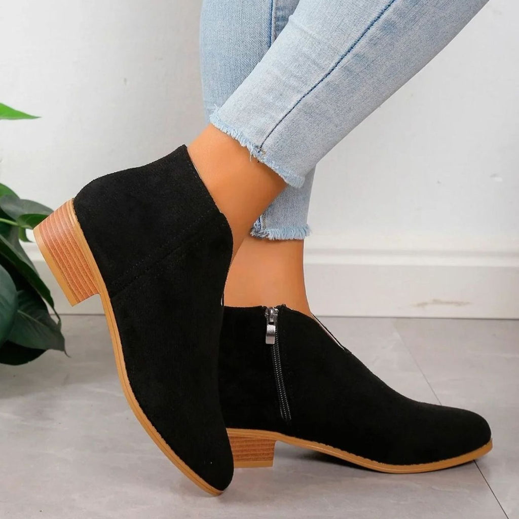 Women's Leopard Print Side-Zip Block Heel Boots