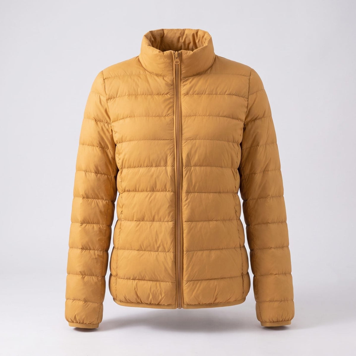 Women's Lightweight Packable Down Quilted Jacket with Stand Collar - Yellow