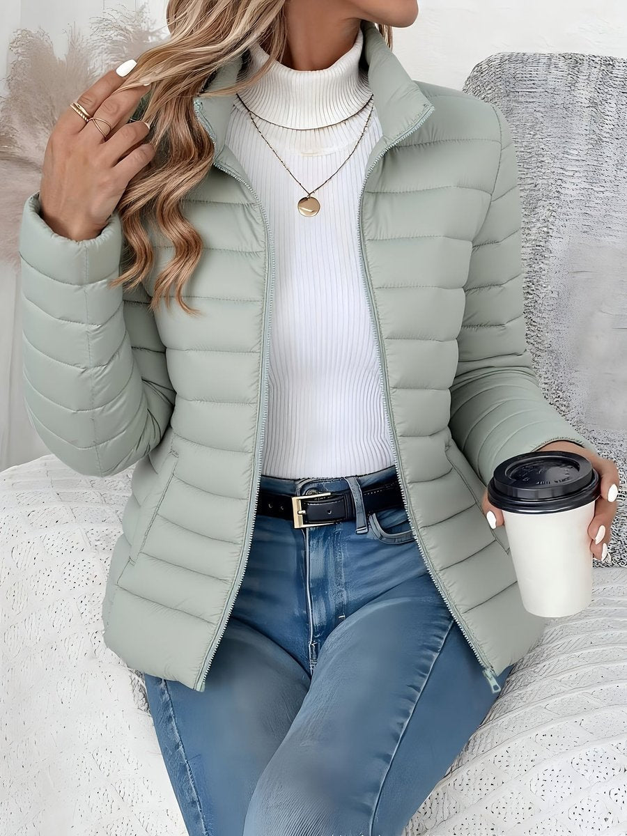 Women's Lightweight Quilted Puffer Coat with Stand Collar