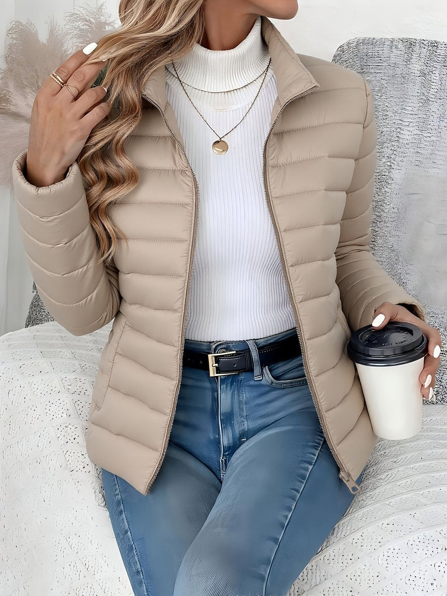 Women's Lightweight Quilted Puffer Coat with Stand Collar