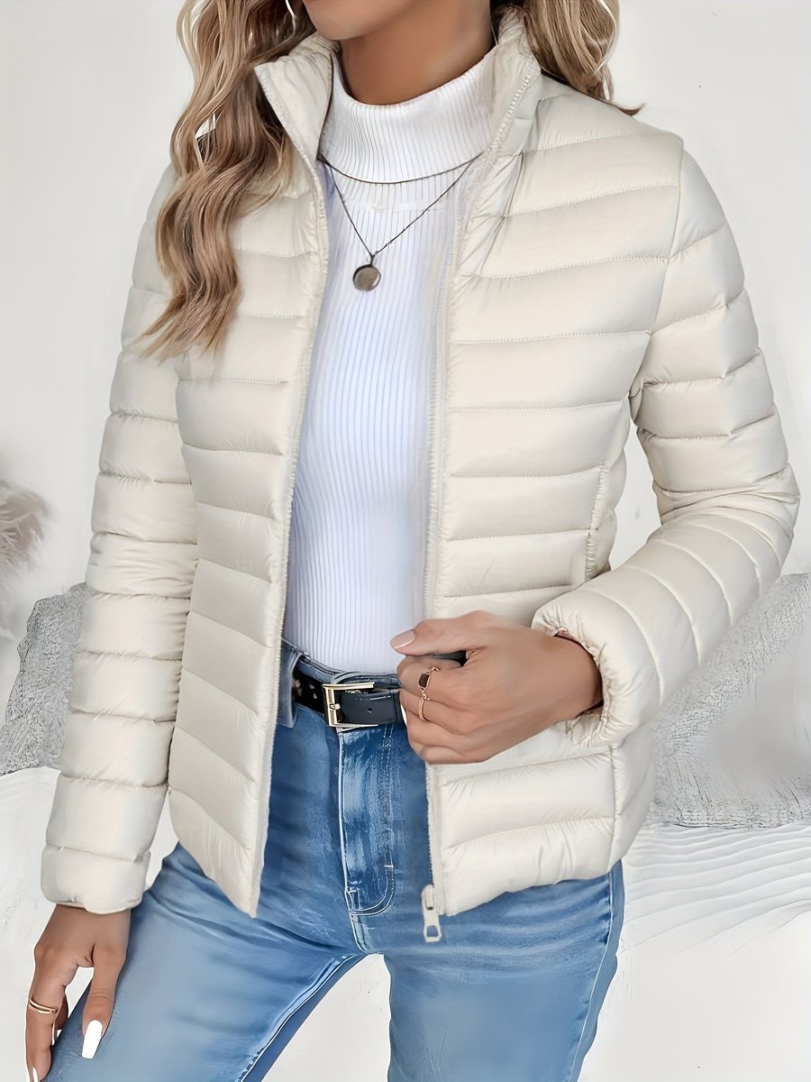 Women's Lightweight Quilted Puffer Coat with Stand Collar