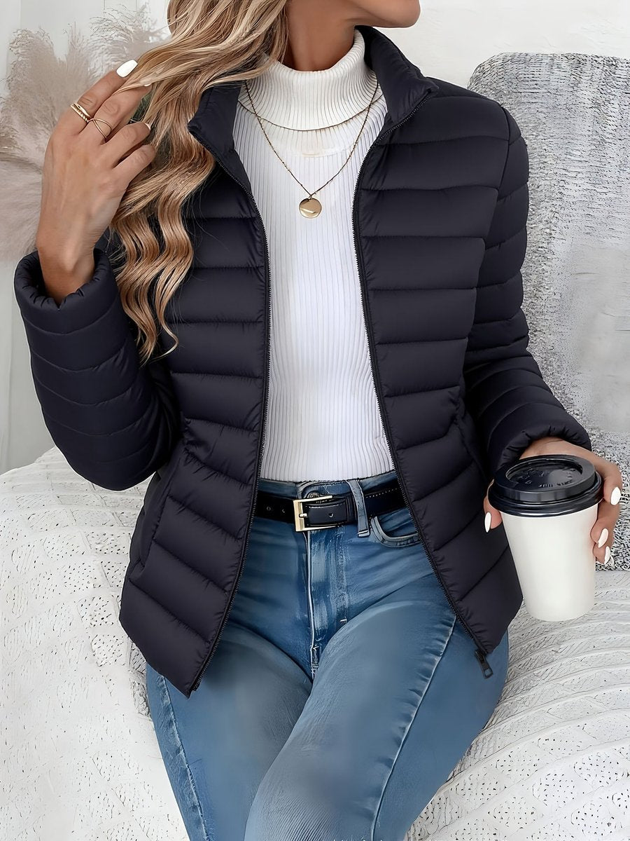 Women's Lightweight Quilted Puffer Coat with Stand Collar
