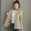 Women's Lightweight Drawstring Bomber Jacket - Khaki