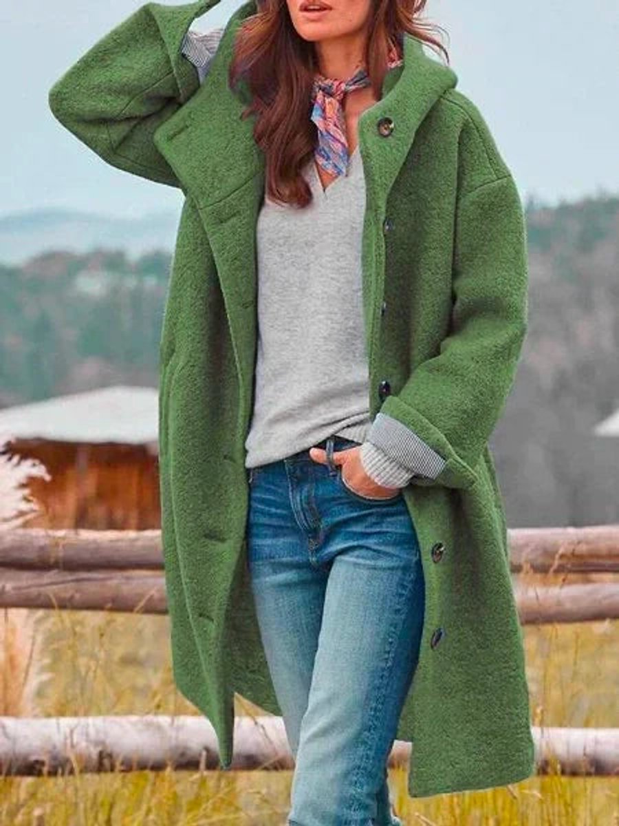 Women's Long Hooded Fleece Coat