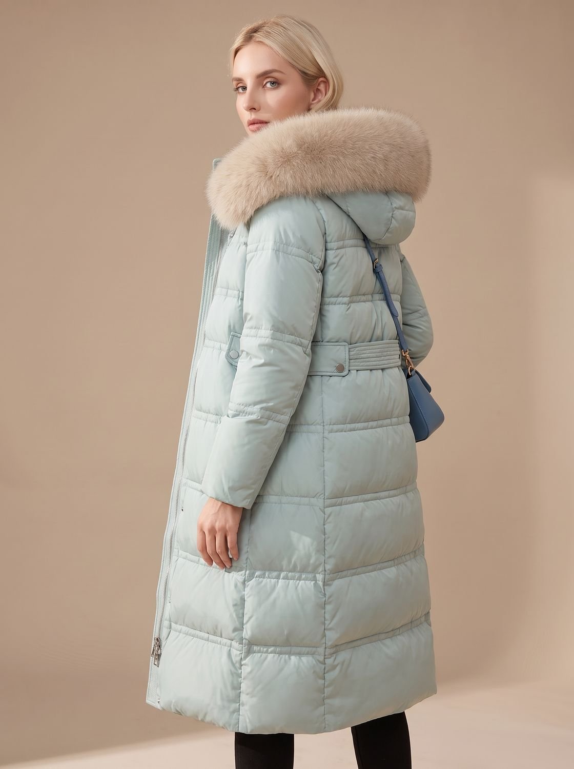 Women's Long Puffer Parka with Plush-Trimmed Hood