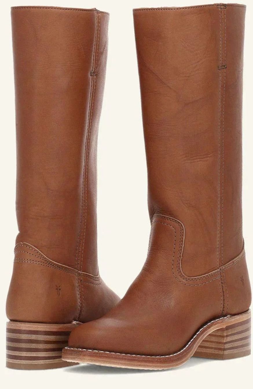 Women's Stacked-Heel Leather Western Boots - Yellow