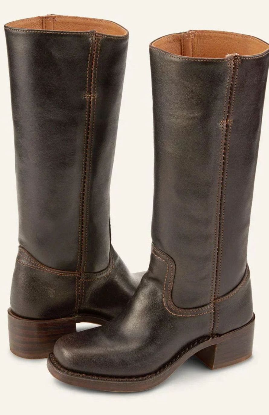 Women's Stacked-Heel Leather Western Boots