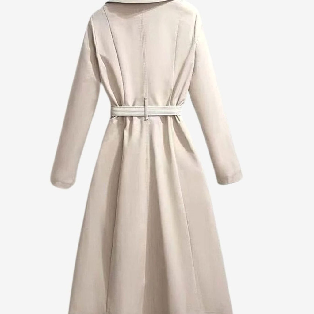 Women's Belted Notch Collar Midi Trench Coat