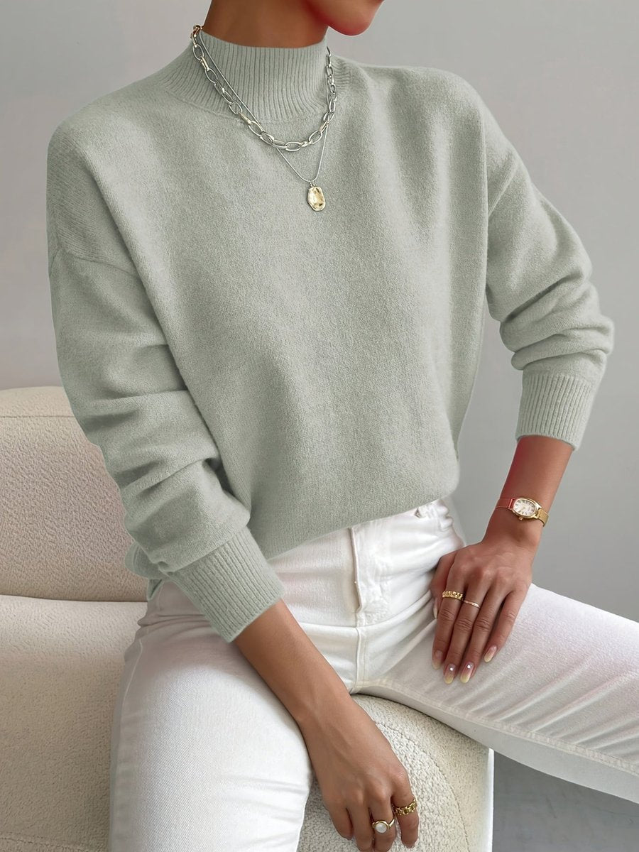Women's Mock Neck Relaxed-Fit Knit Turtleneck Sweater