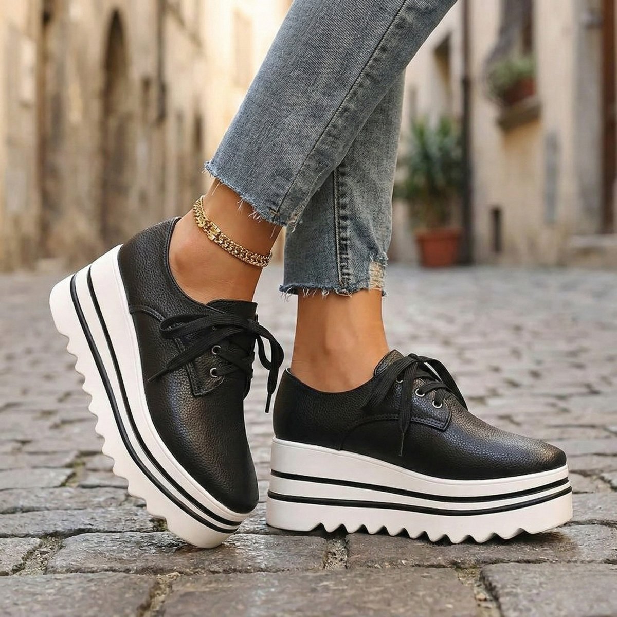 Women's Orthopedic Platform Lace-Up Oxford Boots