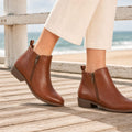 Women's Orthopedic Side-Zip Stacked Heel Ankle Boots - Brown