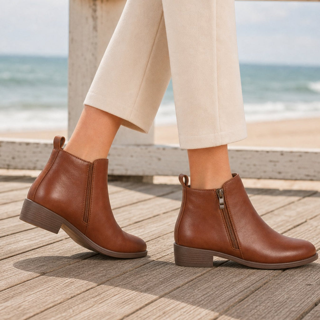 Women's Orthopedic Side-Zip Stacked Heel Ankle Boots