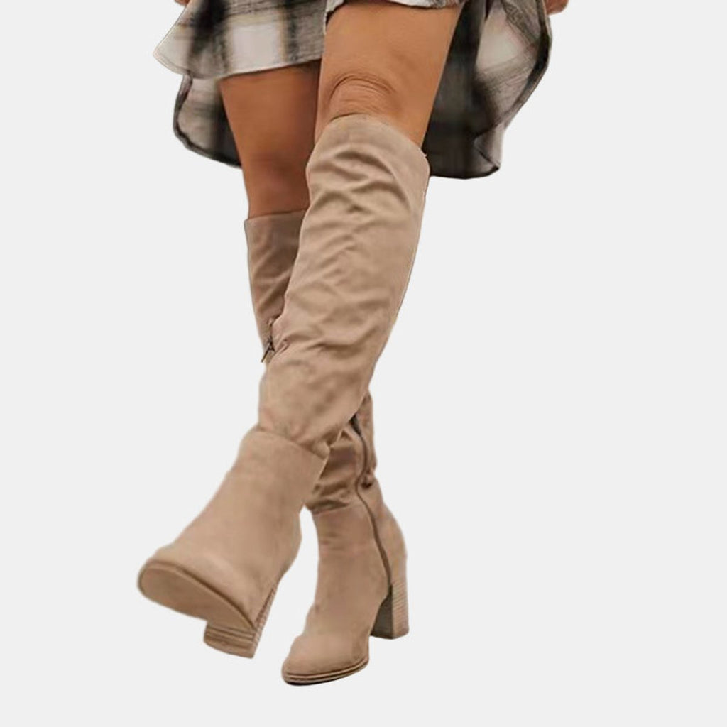 Women's Over-the-Knee Block-Heel Stretch Ankle Boots
