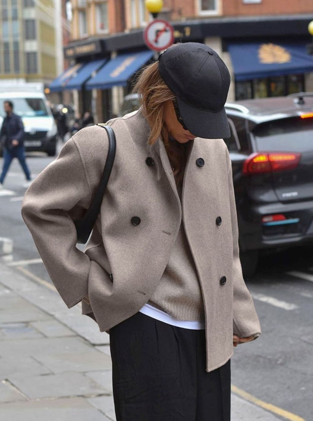 Women's Oversized Double-Breasted Hip-Length Coat