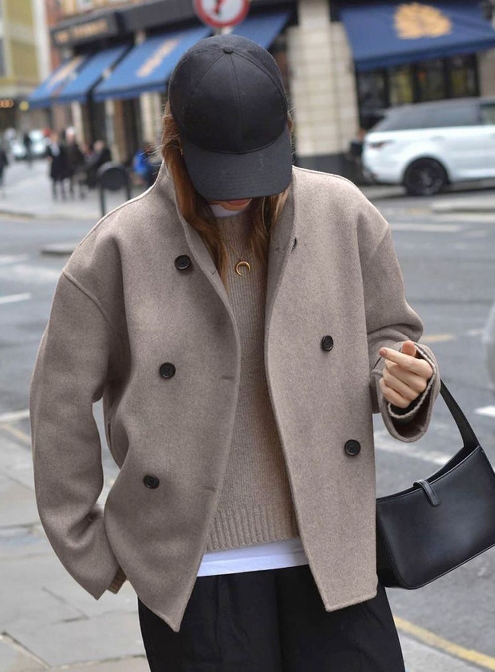 Women's Oversized Double-Breasted Hip-Length Coat