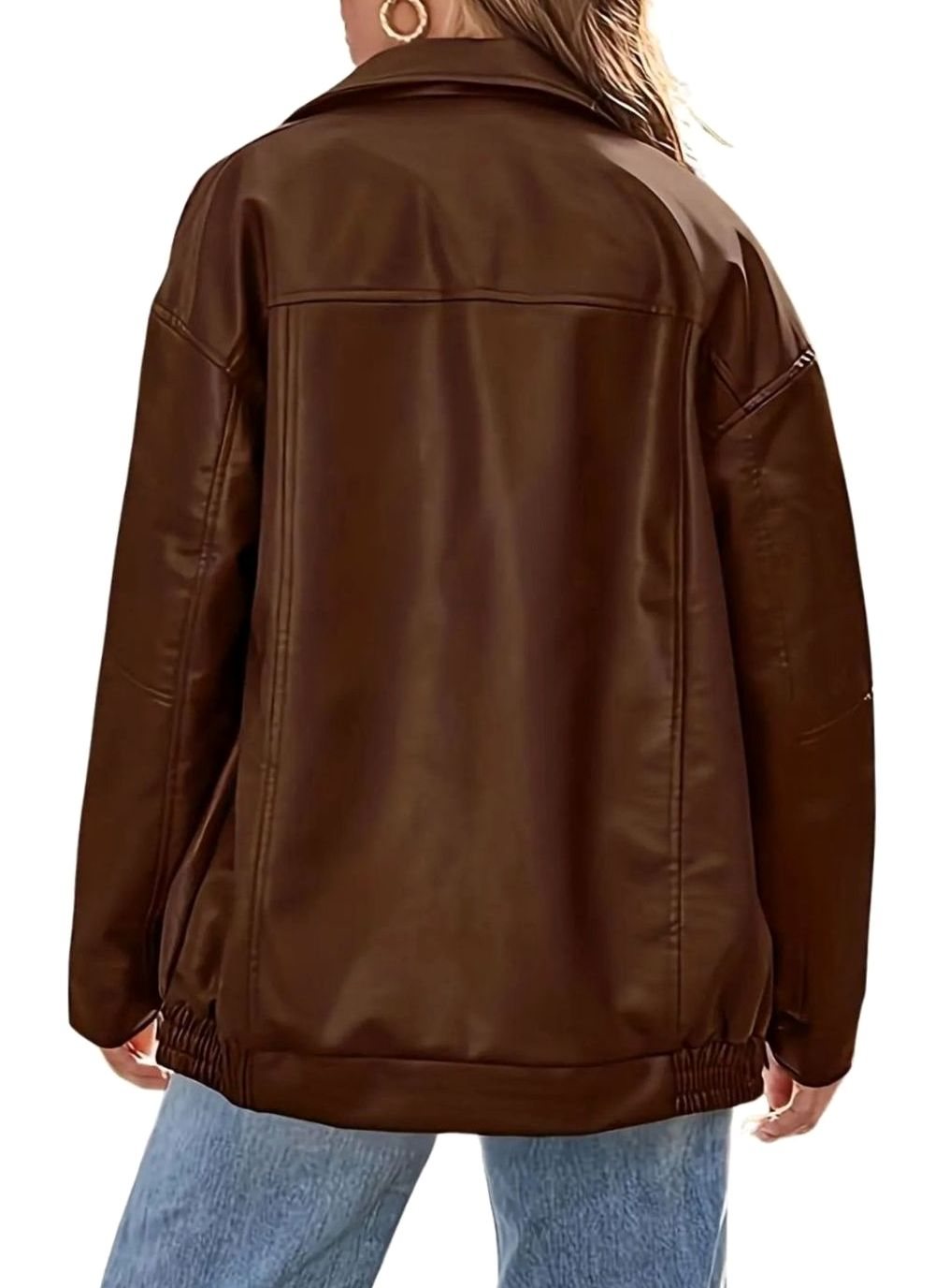 Women's Faux Leather Zip-Up Bomber Jacket