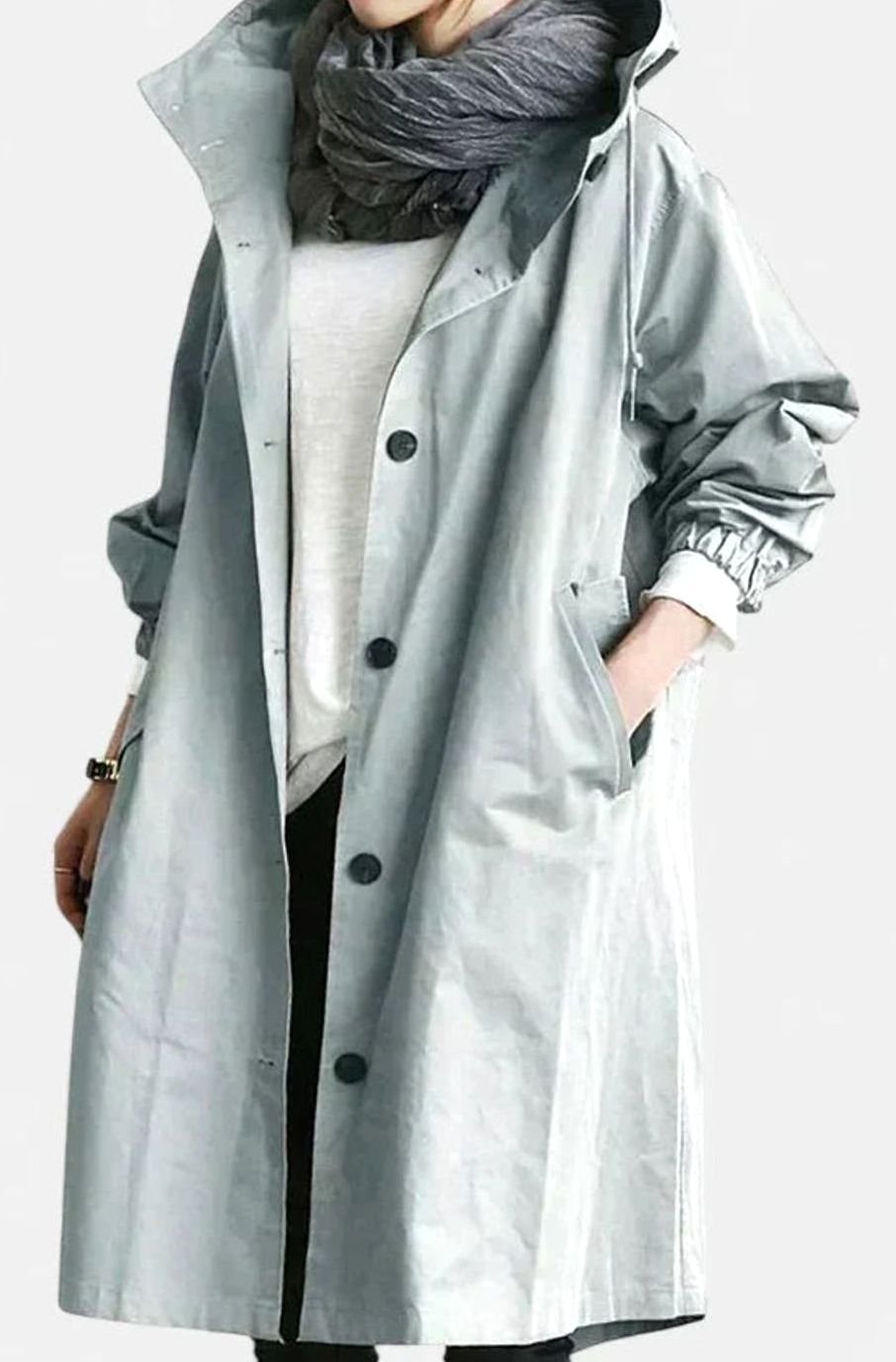 Women's Oversized Hooded Longline Trench Coat