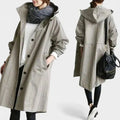 Women's Oversized Hooded Longline Trench Coat - Light Gray