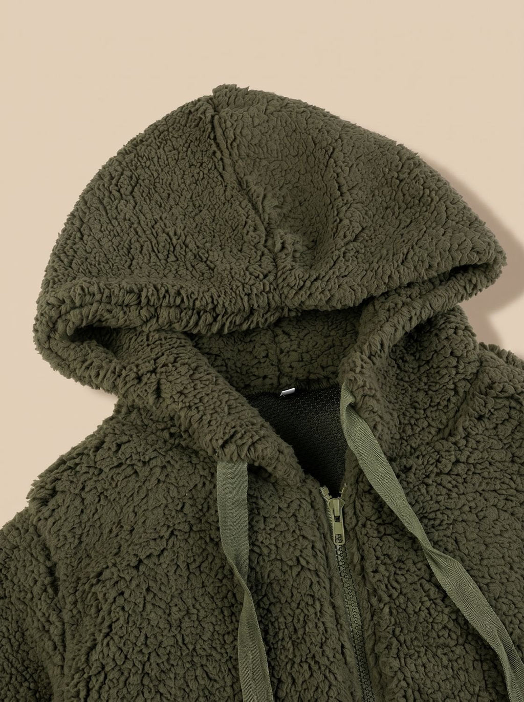 Women's Oversized Teddy Fleece Hooded Zip-Up Coat