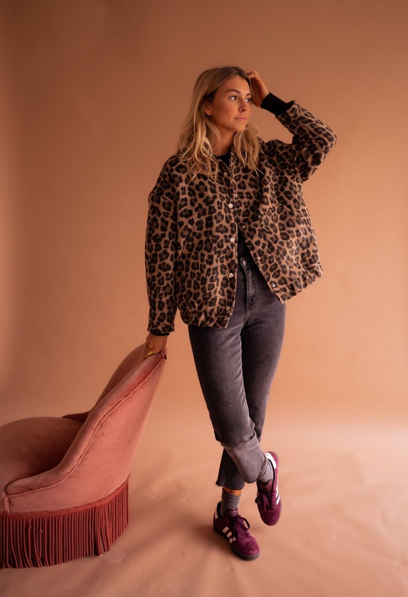 Women's Leopard Print Quilted Jacket