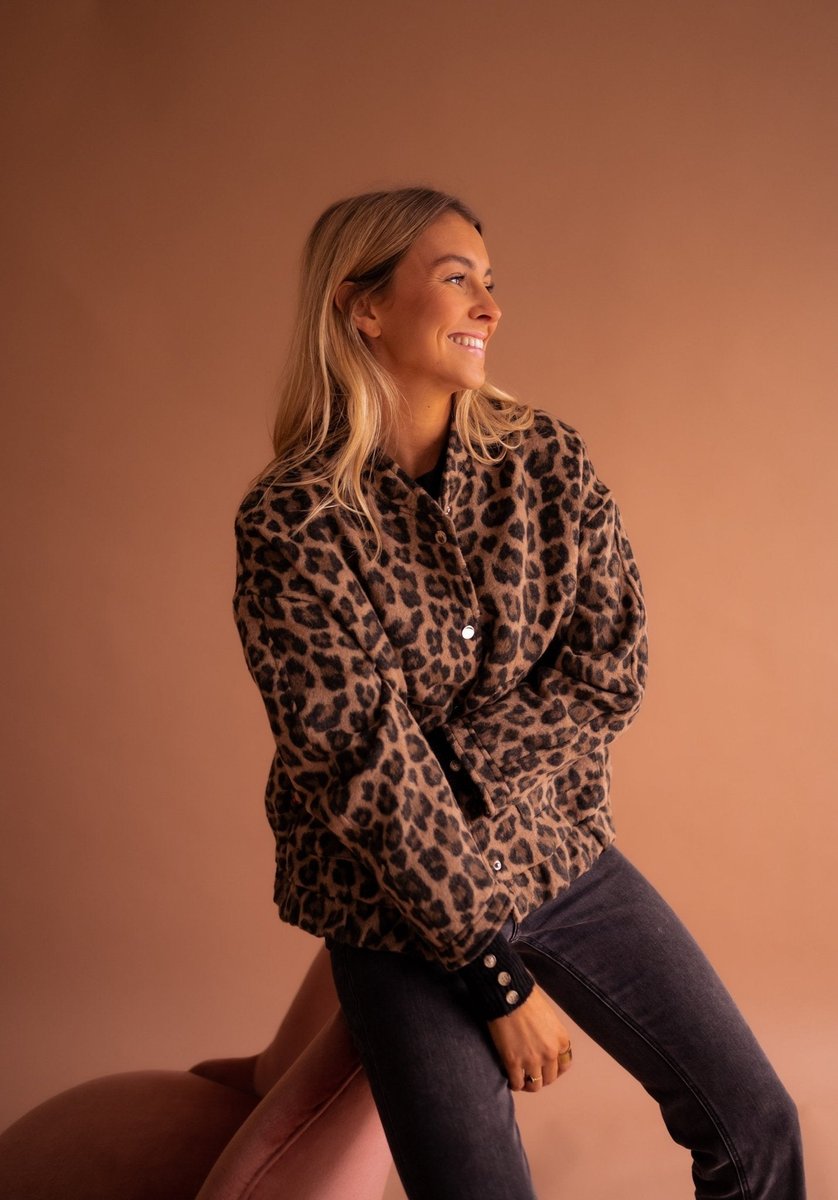 Women's Leopard Print Quilted Jacket