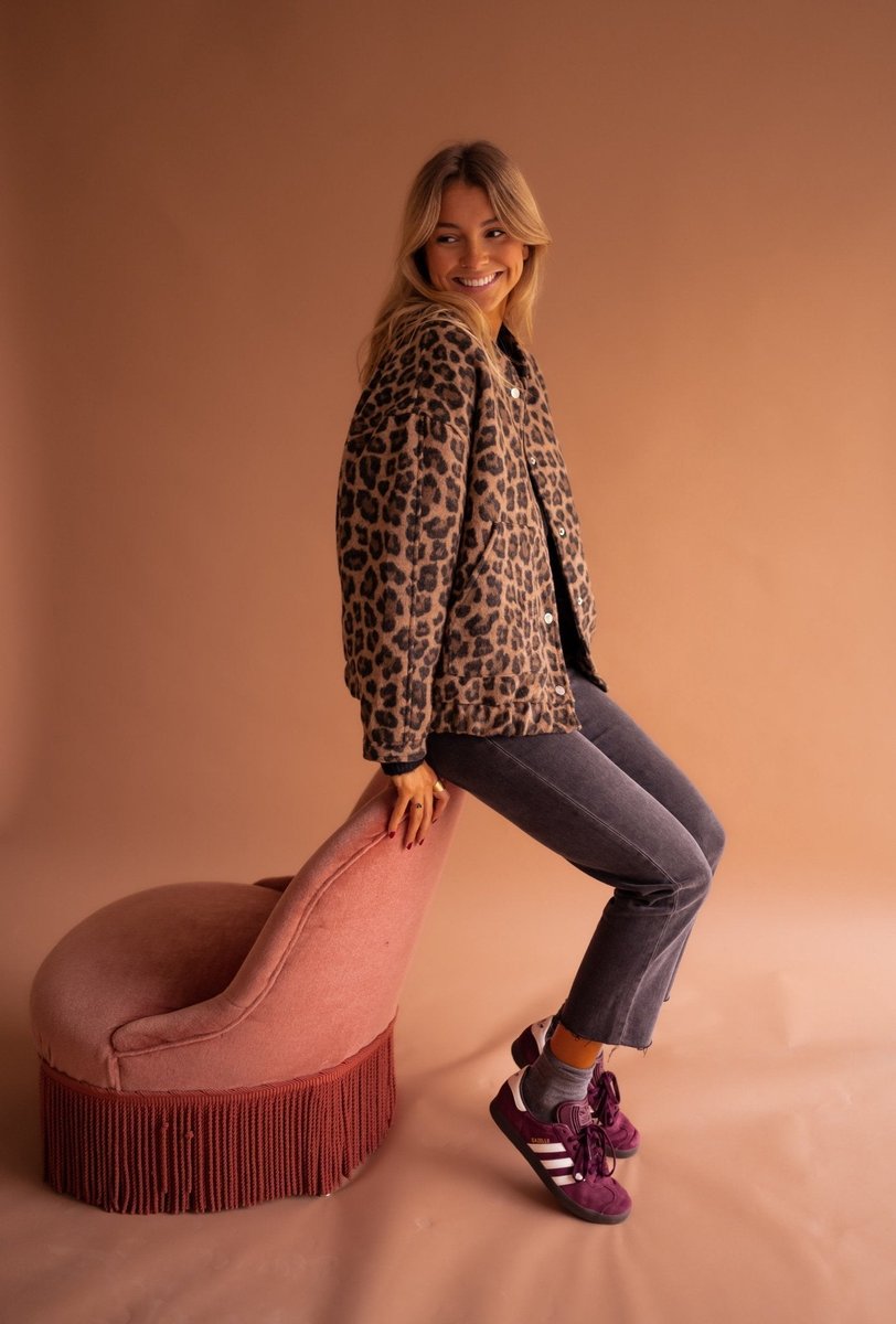 Women's Leopard Print Quilted Jacket