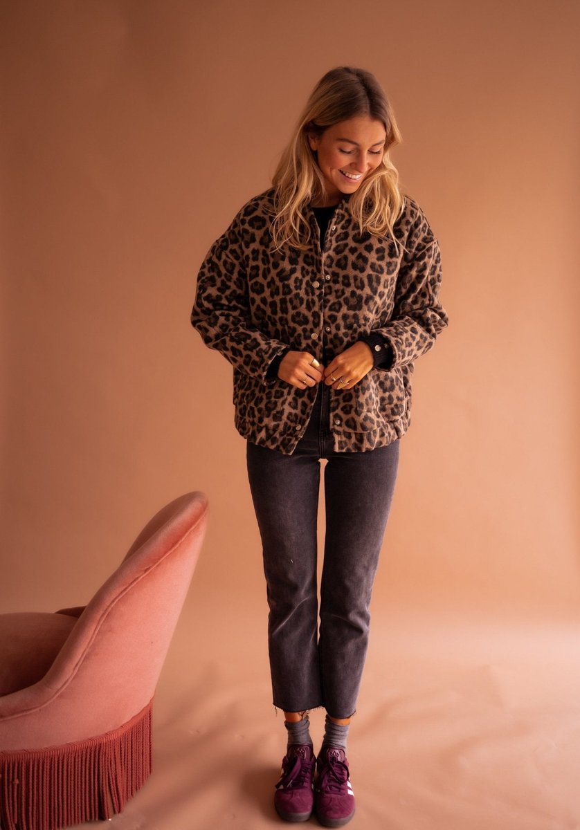 Women's Leopard Print Quilted Jacket