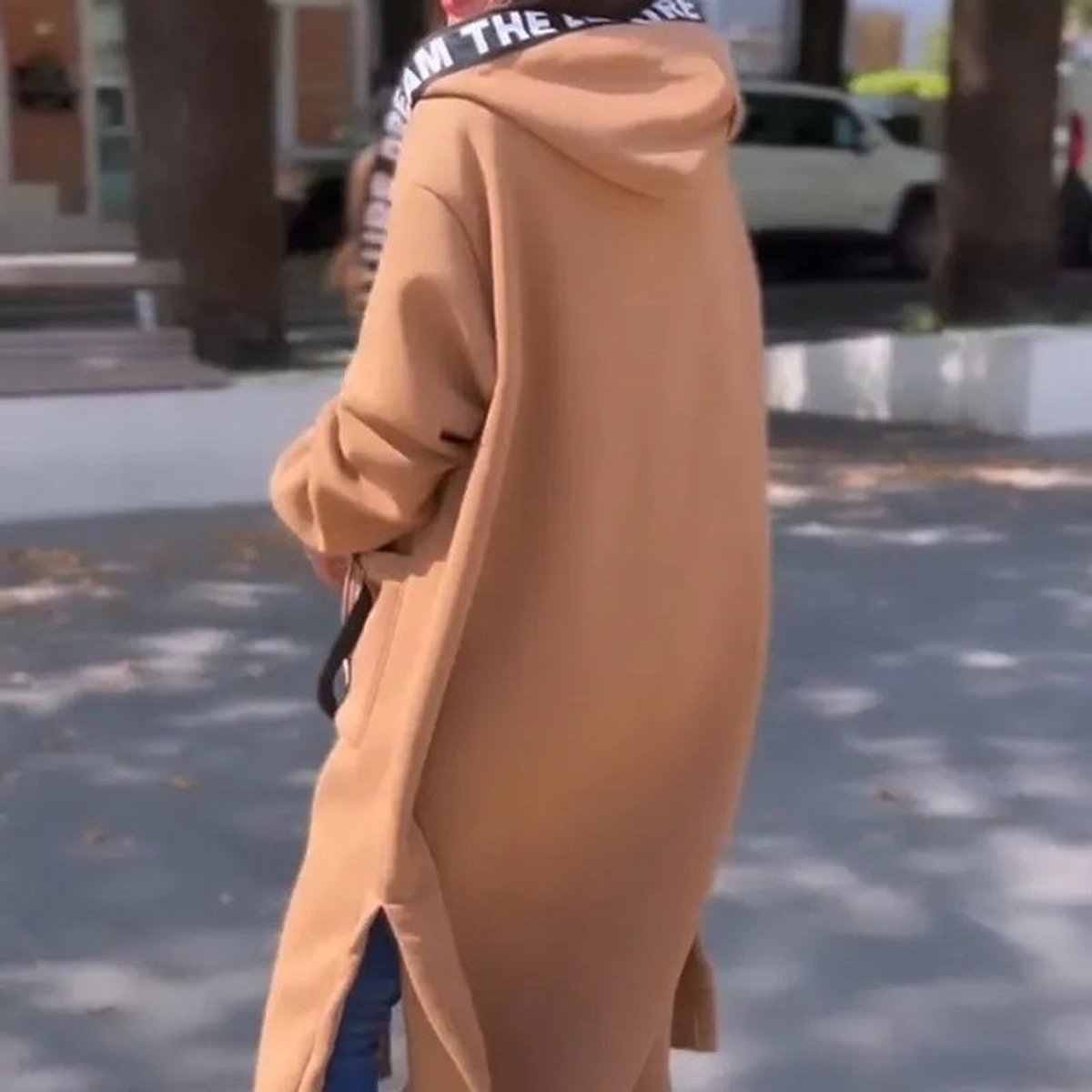 Women's Oversized Longline Hooded Zip-Up Coat