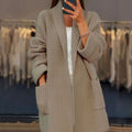 Women's Oversized Relaxed-Fit Knit Cardigan with Pockets - Apricot