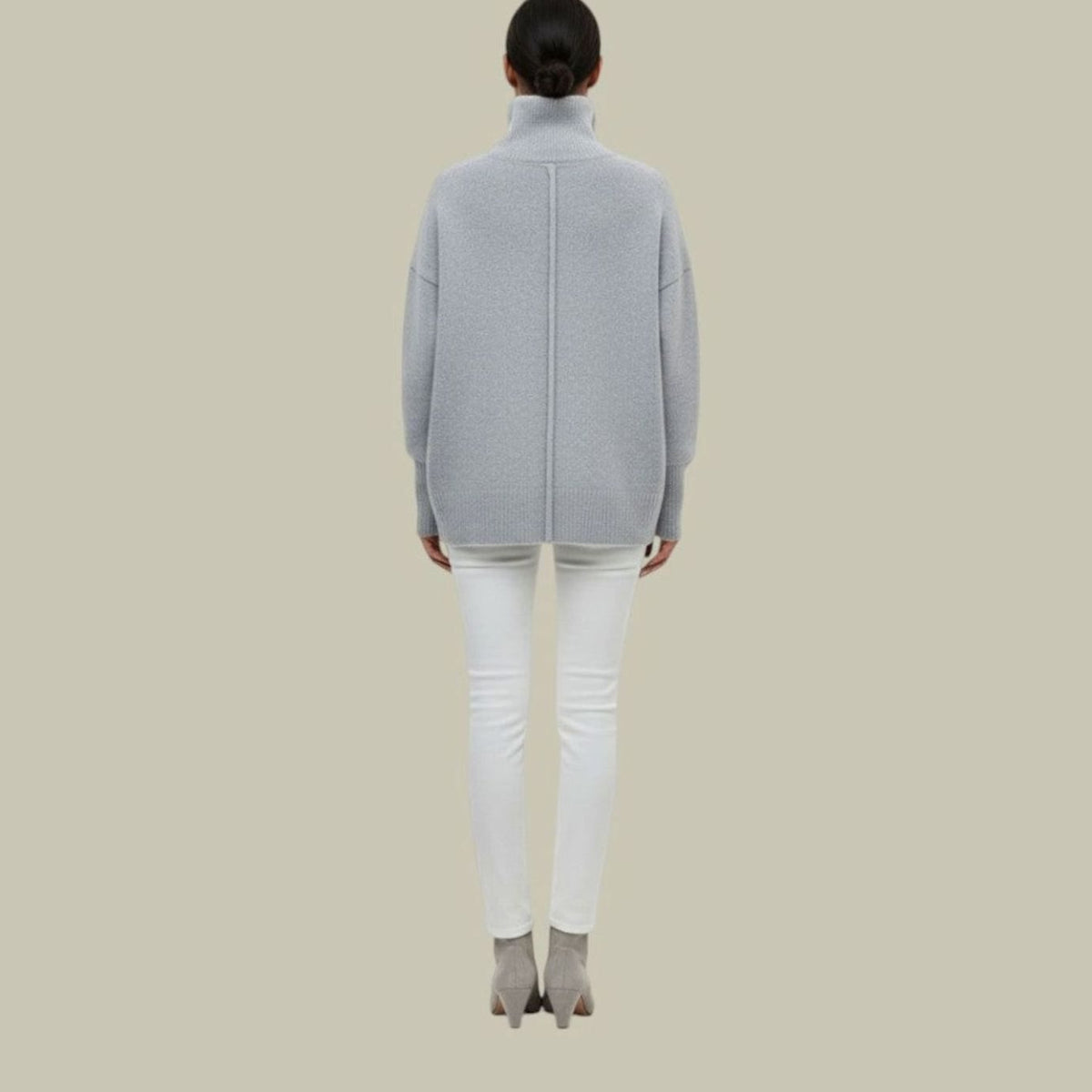 Women's Oversized Chunky Turtleneck Knit Sweater - Khaki